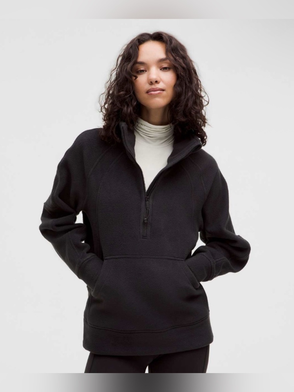 NWT Lululemon Scuba Tumbled Fleece Funnel-Neck Half Zip • Black • Size XS/S